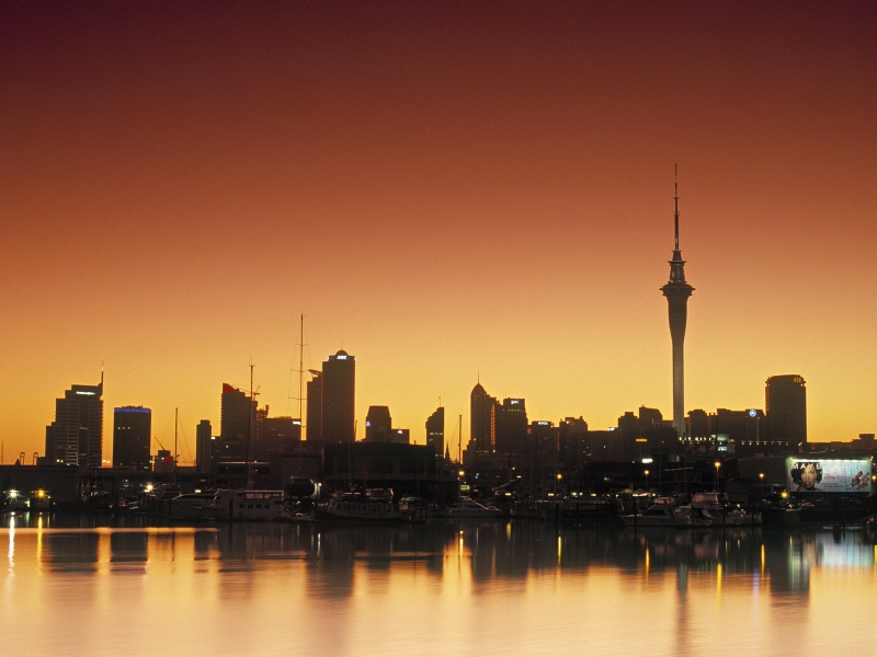 Auckland skyline sunset